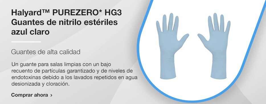 Halyard™ PUREZERO* HG3 Guantes de nitrilo estériles azul claro